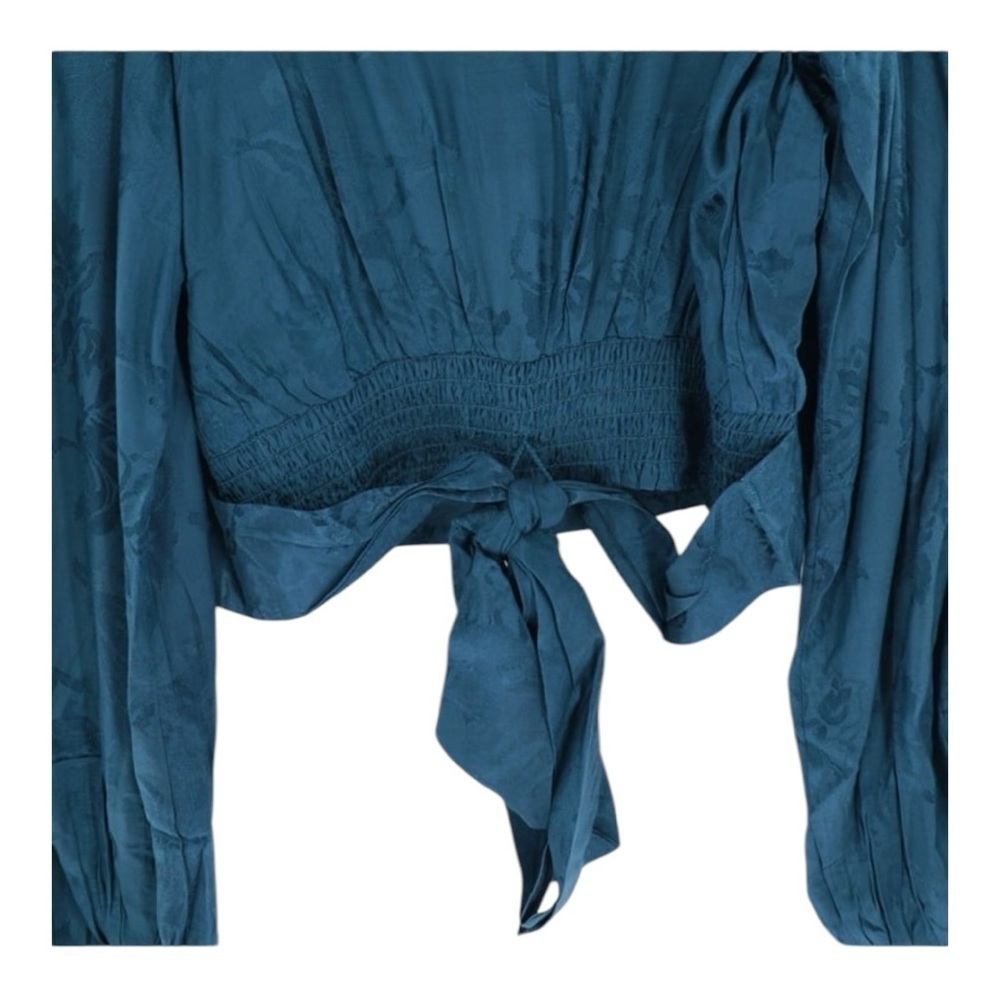 Band Of The Free Camille Crossover Crop Top Deep Teal Boho Cottage Gypsy NEW - Picture 4 of 15